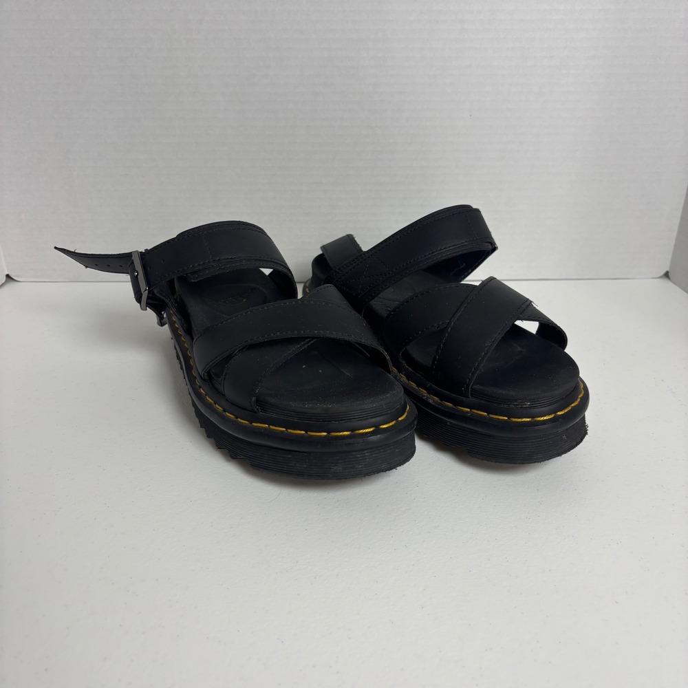 Dr. Martens Voss II Quad Sandals Womens 7 Black Leather Strappy Platforms